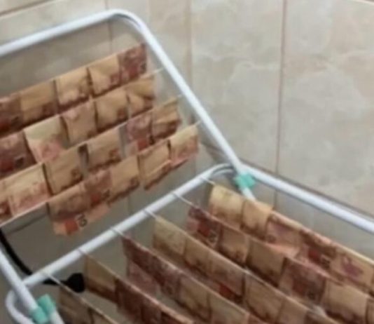 Em SC polícia encontra R$ 400 mil molhados secando em varal durante ação contra lavagem de dinheiro