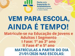 Carlinda abre inscrições para Educação de Jovens e Adultos em janeiro