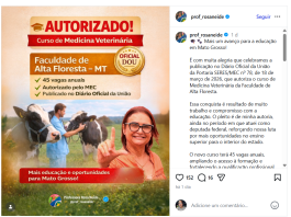 Curso de Veterinária é autorizado para faculdade em Alta Floresta