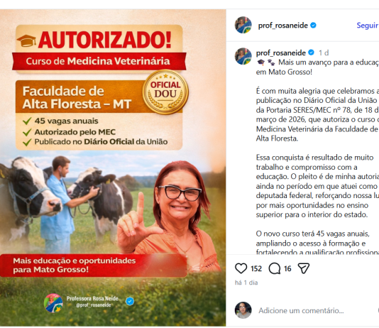 Curso de Veterinária é autorizado para faculdade em Alta Floresta
