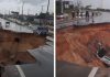 Chuva abre cratera e engole carro e motos na Grande Fortaleza