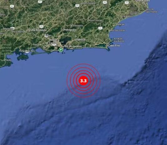 Tremor de 3,3 graus é registrado no litoral do Rio de Janeiro