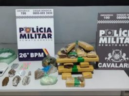 Cavalaria da PM prende dois suspeitos e apreende 13,7 kg de drogas em MT