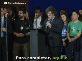 “Lixo careca”: Milei ataca Moraes em evento de Flávio Bolsonaro em São Paulo