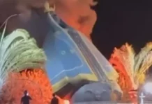 Incêndio destrói imagem de Nossa Senhora Aparecida na entrada de Nerópolis