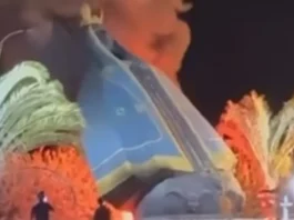 Incêndio destrói imagem de Nossa Senhora Aparecida na entrada de Nerópolis