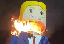 Boneco de Lego de Trump é queimado em protesto durante funeral no Irã