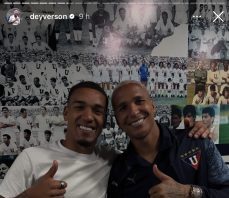 Deyverson reencontra ídolos do Cuiabá após classificação da LDU