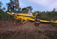 Avião agrícola cai em Tangará da Serra e piloto sobrevive