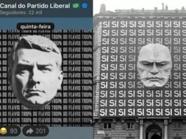 Há sinais… PL publica imagem de Flávio semelhante à de Mussolini em canal de mensagens