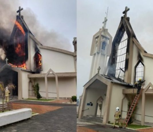 Incêndio destrói Igreja Matriz em Santa Catarina após missa; veja o que se sabe